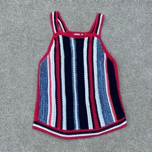 Vtg GAP for Good Blouse Women Size Small Stripe Sleeveless Crochet Tank‎ Top USA